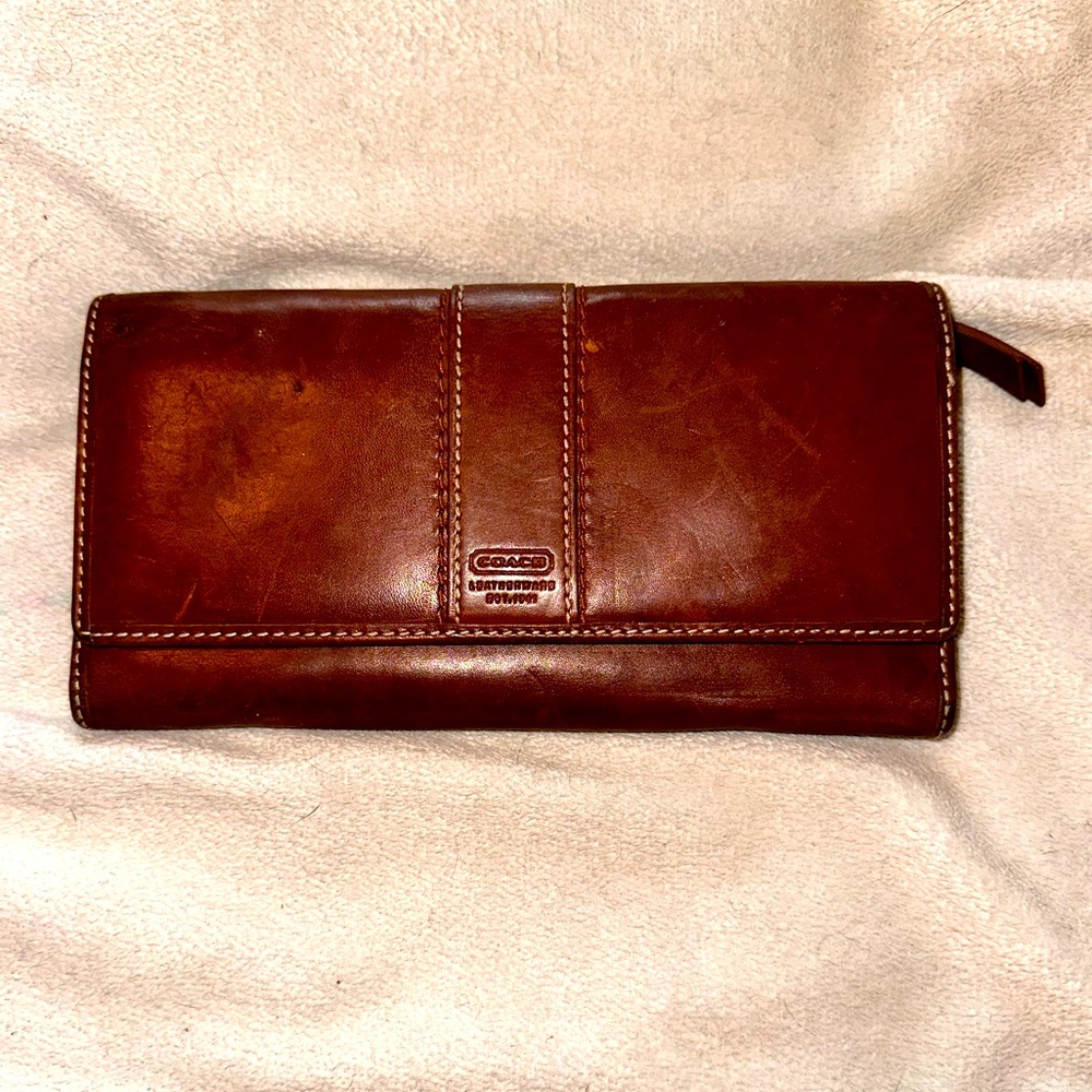 Coach trifold wallet brown